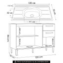 Ver imagem 4 de Balcão de Cozinha com Pia Inox 120cm 3 Portas 2 Gavetas Livy P11 Damasco/Off White - Mpozenato