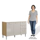 Ver imagem 3 de Balcão de Cozinha com Pia Inox 120cm 3 Portas 2 Gavetas Livy P11 Damasco/Off White - Mpozenato