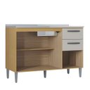 Ver imagem 5 de Balcão de Cozinha com Pia Inox 120cm 3 Portas 2 Gavetas Livy P11 Damasco/Off White - Mpozenato