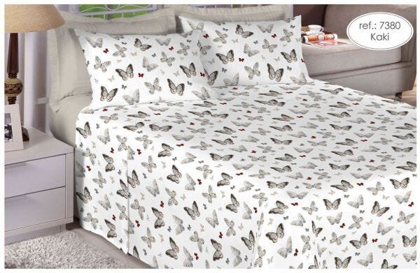 Jogo de cama de casal Percal 180 fios - 100% algodão Premium Linea - Kaki 7380