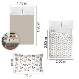 Jogo de Cama de Casal Percal 180 Fios - 100% Algodão Premium Linea - Kaki 7380 - 5