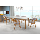 Ver imagem 6 de Cadeira Lírio com Braco Toda Estofada em Linho Cinza com Encosto Curvo Laminado em Madeira