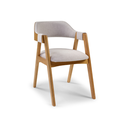 Ver imagem 1 de Cadeira Lírio com Braco Toda Estofada em Linho Cinza com Encosto Curvo Laminado em Madeira