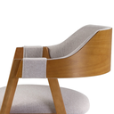 Ver imagem 5 de Cadeira Lírio com Braco Toda Estofada em Linho Cinza com Encosto Curvo Laminado em Madeira