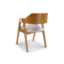 Ver imagem 7 de Cadeira Lírio com Braco Toda Estofada em Linho Cinza com Encosto Curvo Laminado em Madeira