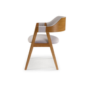 Ver imagem 3 de Cadeira Lírio com Braco Toda Estofada em Linho Cinza com Encosto Curvo Laminado em Madeira