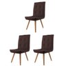 Conjunto 03 Cadeira de Jantar Drop Com Botão Base Pé Palito Freijó Corino Marrom - Amey Decor - 1