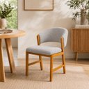 Ver imagem 7 de Cadeira Estofada Elegance Sala de Jantar Base Madeira Boucle:Cinza