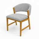 Ver imagem 1 de Cadeira Estofada Elegance Sala de Jantar Base Madeira Boucle:Cinza