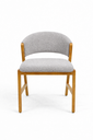 Ver imagem 3 de Cadeira Estofada Elegance Sala de Jantar Base Madeira Boucle:Cinza