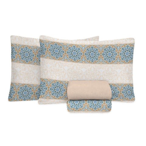 Jogo de Cama King Size Percal 180 Fios - 100% Algodão Premium Linea - Bege 7415