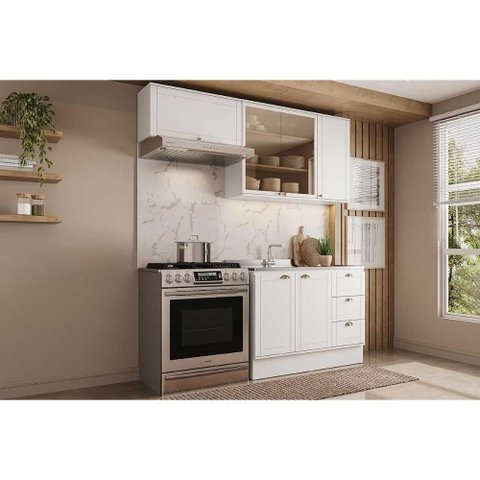 Kit Cozinha Modulada 3 Peças Bella (2aéreos+1balcão) C3p25 Branco - Carraro