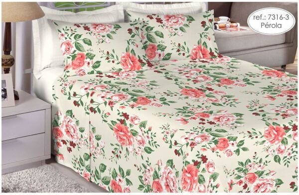 Jogo de Cama Queen Size - 100% Algodão Premium Plus - Pérola 7316-3