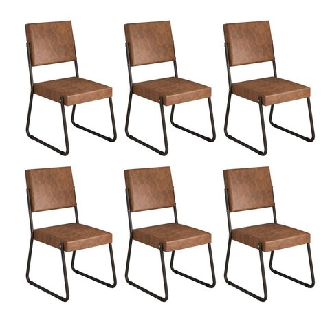 Kit 6 Cadeiras para Sala de Jantar Napoli Marrom/Preto Fosco