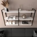 Ver imagem 2 de Prateleira Industrial Sala Estar Estante Nicho Parede Ferro Madeira Suporte Branco Off White