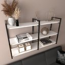 Ver imagem 1 de Prateleira Industrial Sala Estar Estante Nicho Parede Ferro Madeira Suporte Branco Off White