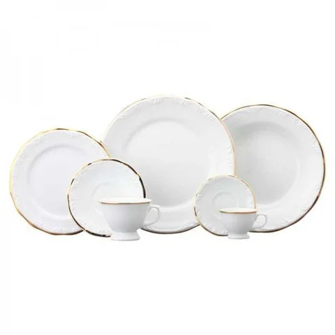 Serviço De Jantar e Chá e Café 42 Peças - Pomerode Filete Ouro - Itamaraty - Schmidt