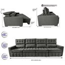 Ver mais imagens de Sofá Retrátil e Reclinável 3.20m Molas Ensacadas e Costura Tripla Cama inBox Nobre Suede Cinza