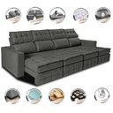 Ver imagem 2 de Sofá Retrátil e Reclinável 3.20m Molas Ensacadas e Costura Tripla Cama inBox Nobre Suede Cinza