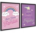 Ver imagem 1 de Kit 2 Quadros Bebê Menina - Lilás e Rosa 24x18cm:moldura Branca