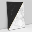 Ver imagem 1 de Quadro Decorativo em Canvas Geométrico Mármore Branco e Preto TaColado Moldura Branca 60 x 40cm