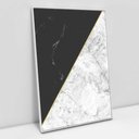 Ver imagem 2 de Quadro Decorativo em Canvas Geométrico Mármore Branco e Preto TaColado Moldura Branca 60 x 40cm