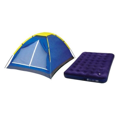 Barraca Iglu Azul 4 Pessoas + Colçhão Casal com Fole - Mor 009035 009072