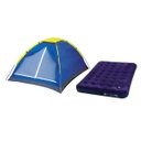 Ver imagem 1 de Barraca Iglu Azul 4 Pessoas + Colçhão Casal com Fole - Mor 009035 009072