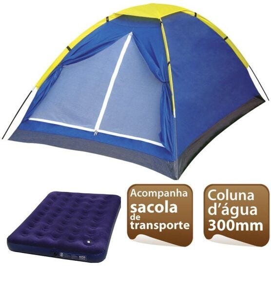 Barraca Iglu Azul 4 Pessoas + Colçhão Casal com Fole - MOR 009035 009072 - 2