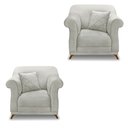 Ver imagem 1 de Kit 2 Poltronas Para Sala de Estar Vênus Veludo Pés Castanho - Pallazio - Cinza Prata