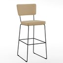 Ver imagem 3 de Kit 04 Banquetas Alta Cozinha Sala de Jantar Base Aço Fixa Allana L02 Linho Bege Escuro - Lyam