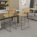 Ver imagem 2 de Kit 04 Banquetas Alta Cozinha Sala de Jantar Base Aço Fixa Allana L02 Linho Bege Escuro - Lyam