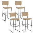 Ver imagem 1 de Kit 04 Banquetas Alta Cozinha Sala de Jantar Base Aço Fixa Allana L02 Linho Bege Escuro - Lyam