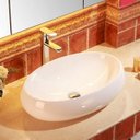 Ver imagem 1 de Cuba de Apoio Banheiro Lavabo Sobrepor Oval de Porcelana Cerâmica Louça M11 - Máxima Metais
