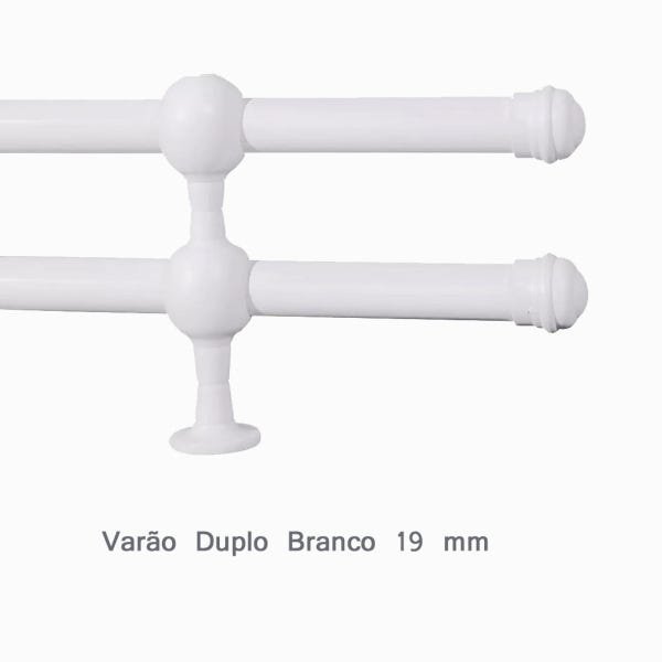 Kit Varão Duplo 3 Metros -19mm - Branco - 1