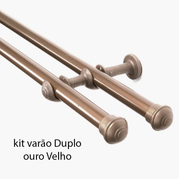 Kit Varão Duplo 3 Metros -19mm - Ouro Velho - 1