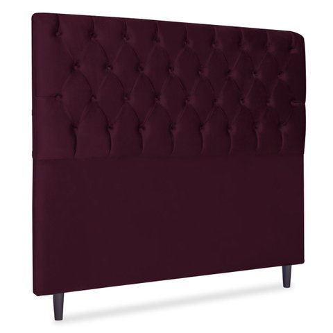 Cabeceira Estofada Recamier Baú para Cama Box 160cm Queen:Bordo