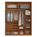 Ver imagem 3 de Guarda Roupa Casal 4 Portas com Espelho e 3 Gavetas Grécia - Nogueira/nude Prime Tx