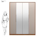 Ver imagem 4 de Guarda Roupa Casal 4 Portas com Espelho e 3 Gavetas Grécia - Nogueira/nude Prime Tx