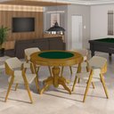 Ver imagem 1 de Conjunto Mesa de Jogos Carteado Bellagio Tampo Reversível Verde e 4 Cadeiras Madeira Poker Base Estr