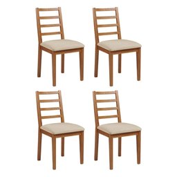 Conjunto de Jantar Mesa Tock 80cm com 4 Cadeiras Aline Linho Bege - Mel - 5