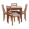 Conjunto de Jantar Mesa Tock 80cm com 4 Cadeiras Aline Linho Bege - Mel - 1