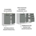 Ver imagem 5 de Kit com 2 Balcões de Cozinha Madesa Agata 3 Gavetas 4 Portas (Sem Tampo e Pia) Branco/Cinza