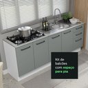 Ver imagem 7 de Kit com 2 Balcões de Cozinha Madesa Agata 3 Gavetas 4 Portas (Sem Tampo e Pia) Branco/Cinza