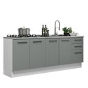 Ver imagem 3 de Kit com 2 Balcões de Cozinha Madesa Agata 3 Gavetas 4 Portas (Sem Tampo e Pia) Branco/Cinza