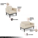 Ver imagem 3 de Conjunto 2 Poltronas e 1 Namoradeira Decorativa Isabella Pés Fixo em Madeira Preto Pu Bege G19 - Gra