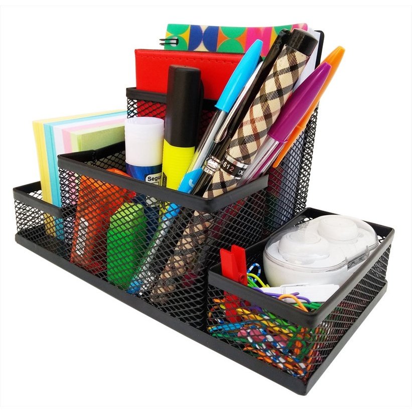 Kit Organizador para Mesa Escritório e Porta Caneta - Preto - 2