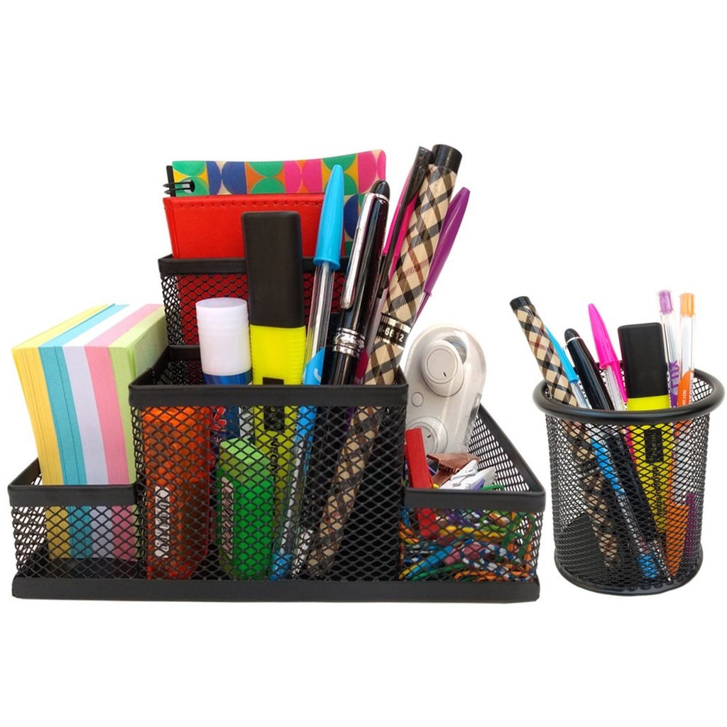 Kit Organizador para Mesa Escritório e Porta Caneta - Preto