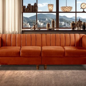 Sofá 4 Lugares Decoração Retrô Clássico Realeza Chesterfield