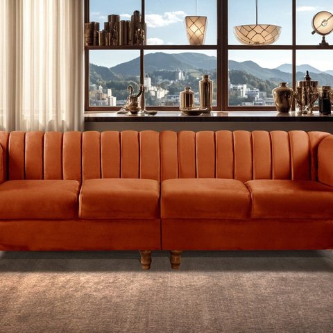 Sofá 4 Lugares Decoração Retrô Clássico Realeza Chesterfield